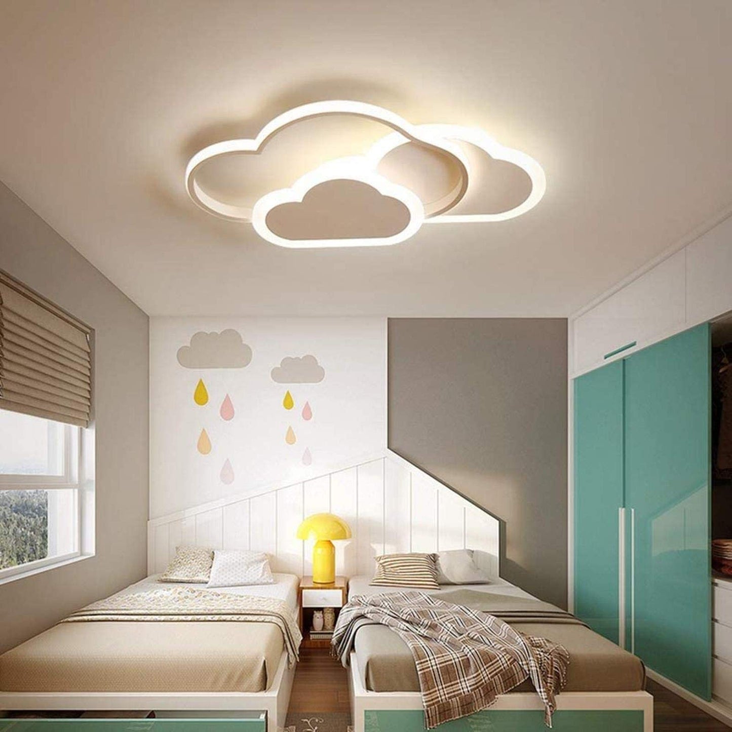 Miniature creative cloud-shaped ceiling light with remote control dimmable, acrylic flush mount ceiling light for living room bedroom hallway and children's room, 52 cm (20.5 in) 42W, White.