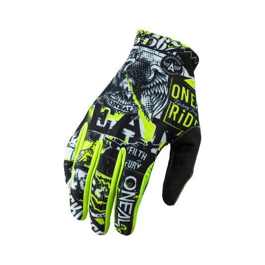 O'NEAL | Bicycle & Motocross Gloves | MX MTB DH FR Downhill Freeride | Durable, Flexible Materials, Ventilated Top | Matrix Glove Attack | Unisex | Black Neon Yellow | Size M