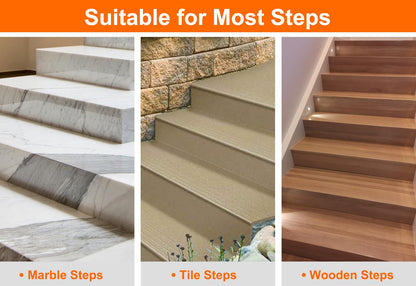 Non-slip stair treads mats, transparent self-adhesive stair carpet treads for indoor wood stairs floor, anti-slip mat adhesive pads, 10 x 60 cm, 15 pieces.