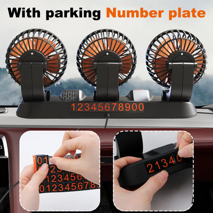 Shengruili Car Fan, 12V Three Heads Car Fan, 360° Rotatable Double Head Fan, Car Vehicle Fan, Car Fan, Car Fan for Backseat, RV, Trucks, SUVs