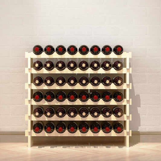 SOGES wine rack, wine storage, wine stand, bottle rack made of untreated wood with 6 tiers for 48 bottles, size 90 * 30 * 81CM.