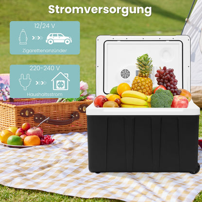WOLTU Cooler Box Car 50L Electric 12v 230v, for Cooling and Heating, Camping Cooler Box for Car and Socket, Thermo Box Refrigerator Large for Beach, Picnic, Summer Saver, Black