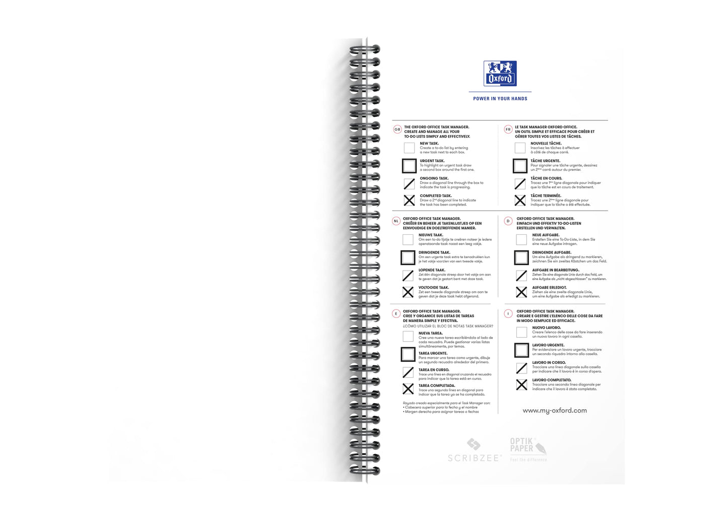 Oxford Task Manager, To-Do List Notebook, spiral bound, 460 pages, blue, pack of 5.