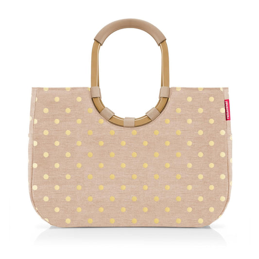 reisenthel loopshopper L frame metallic dots coffee - Stable bag with practical compartments made from recycled PET bottles - Charming and water-repellent design