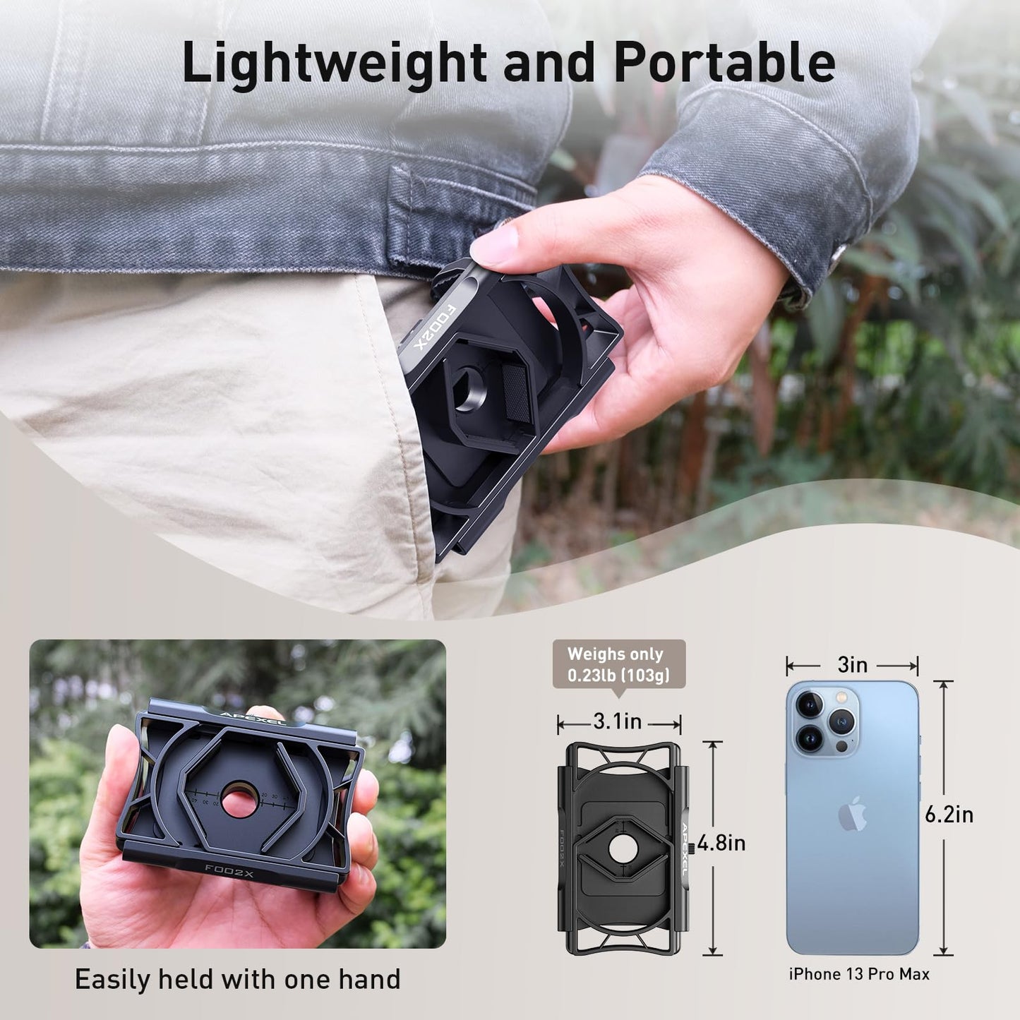 APEXEL Universal Phone Adapter with remote shutter update, 360° rotation Compatible with binoculars, monoculars, and microscopes, telescope adapter for all smartphones.