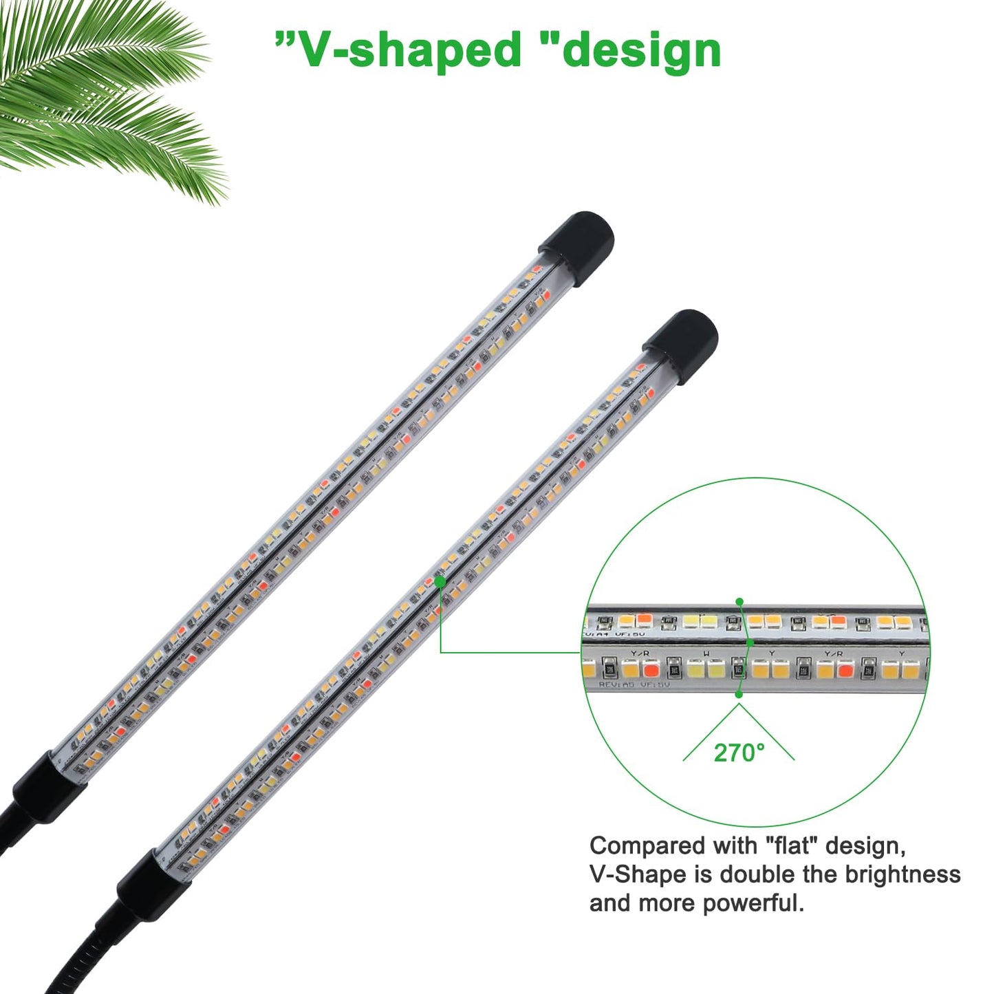 2 Heads + 2 Heads Plant Lamp LED, Full Spectrum Plant Light, Plant Light with Timer, 3 Color Modes and 10 Dimmable Levels, Growth Lamp for Indoor Plants, Houseplants