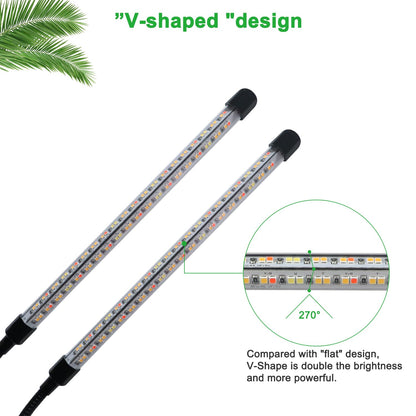 2 Heads + 2 Heads Plant Lamp LED, Full Spectrum Plant Light, Plant Light with Timer, 3 Color Modes and 10 Dimmable Levels, Growth Lamp for Indoor Plants, Houseplants