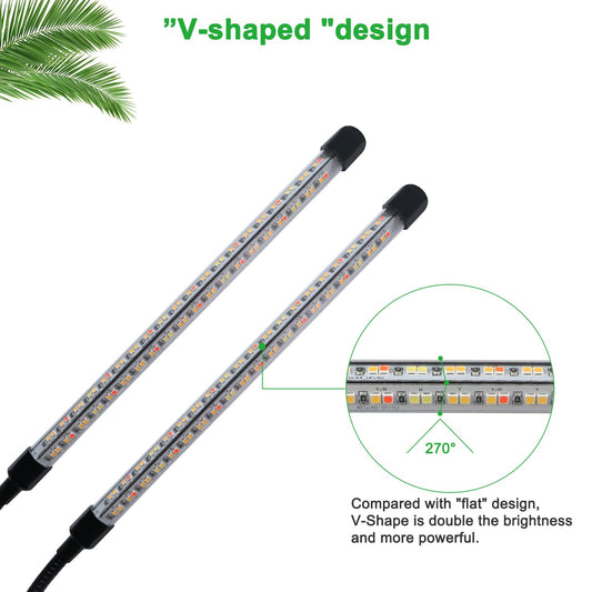 2 Heads + 2 Heads Plant Lamp LED, Full Spectrum Plant Light, Plant Light with Timer, 3 Color Modes and 10 Dimmable Levels, Growth Lamp for Indoor Plants, Houseplants