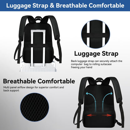 Voova Laptop Backpack 15 15.6 16 Inch, Men Women Waterproof Backpack for Work Business College School Travel Teenage Boys Backpack, Daypack with Laptop Compartment Large Notebook Bag Black