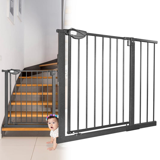 JOIEYOU stair gate without drilling, 95-105 cm door guard gate for children and pets, one-handed opening, black