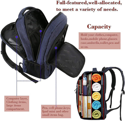 MATEIN school backpack 15.6 inch laptop notebook bag backpack for men with USB charging port boys computer bag gift travel work, blue