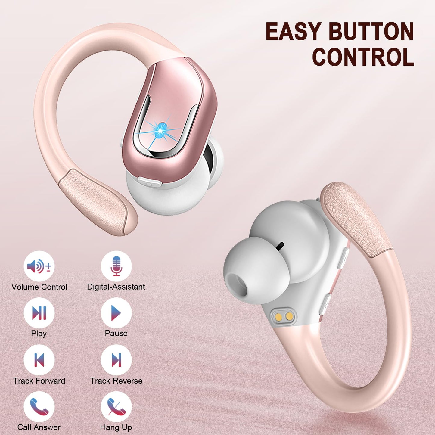 Bluetooth headphones for sports, 75hr wireless headphones with Bluetooth 5.3 and 3D stereo bass, 4 ENC mics for noise cancelling, LED display, IP7 waterproof, USB-C quick charge, in-ear earbuds