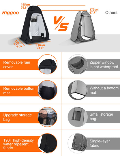 Camping toilet tent Rigloo shower tent Pop Up dressing tent Privacy toilet tent changing room portable outdoor WC tent for camping & beach, with carrying bag (UV 50+)