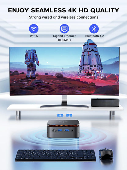 ACEMAGICIAN AK1PRO Mini PC with N95 3.4GHz, 16GB DDR4 RAM, 512GB M.2 SSD. Features 4K UHD HDMI+DP, dual-band WiFi/BT4.2/Gigabit Ethernet. Ideal for business, home theater, W11 Pro.