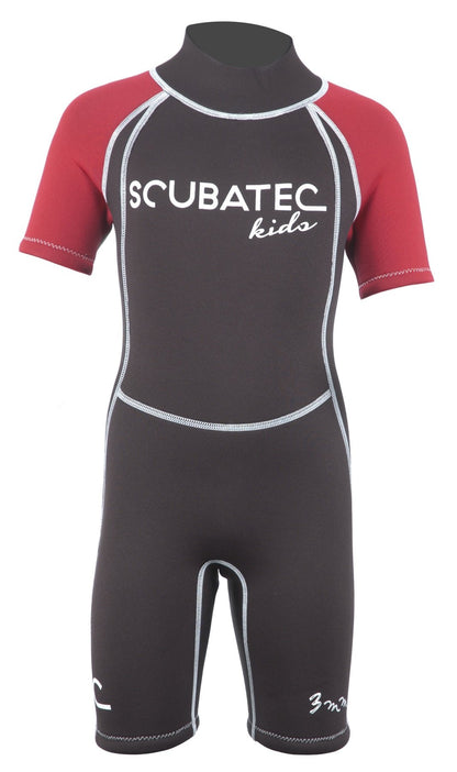 SCUBATEC 3mm Children's Shorty Kids Wave, black-red, 104-110 (XXS)