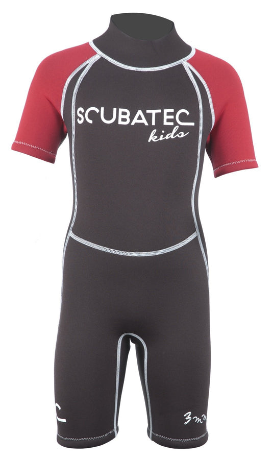 SCUBATEC 3mm Children's Shorty Kids Wave, black-red, 104-110 (XXS)