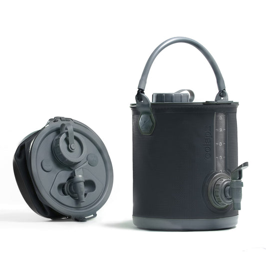 Colapz 2-in-1 Foldable Water Container with Tap - BPA-free drinking water tank & foldable bucket for camping, vanlife, offgrid, festivals & outdoor adventures - Grey
