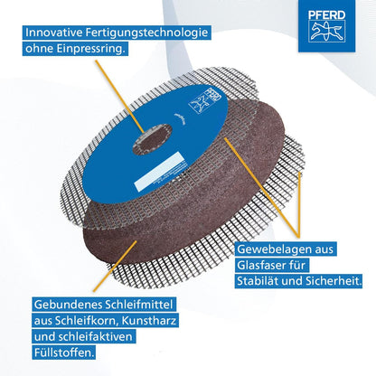 Horse cutting discs in handy metal tin, 10 pieces, 125 x 1.0 x 22.23 mm, straight, PSF STEELOX (22.23 mm), 69121091- for steel and stainless steel (INOX) with high cutting performance and good service life.