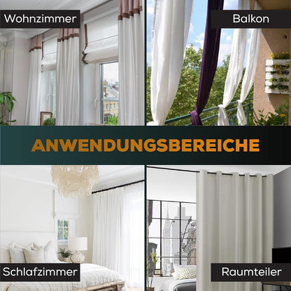 MEISENBERG telescopic rod 87-120 cm Ø32mm, Green - Curtain rod without drilling, Extendable clamp rod, Curtain rod for clamping - Perfect for curtains & drapes.