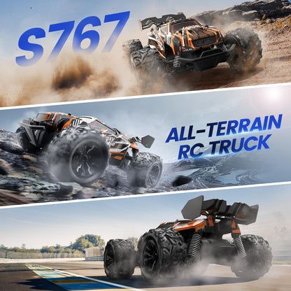 DEERC Remote Control Car, 2.4Ghz Glow RC Cars with 2 rechargeable batteries for 40 minutes of playtime, All Terrain Off-Road Monster Truck Toy for Boys Kids aged 8 and up.