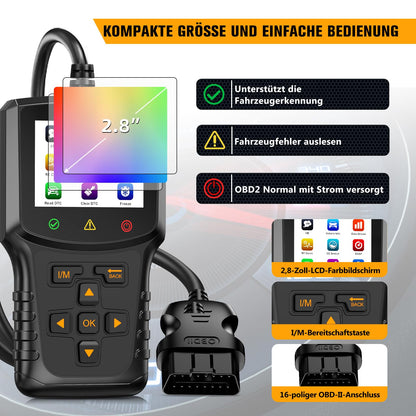 OBD2 diagnostic tool OBD car diagnosis: EOBD car adapter engine fault reading device reader with full OBDII functions - automotive reading device German for BMW VW Mercedes Audi all OBDII vehicles
