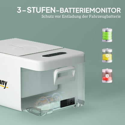Outsunny 16.8 Liter Electric Compressor Cooler Box Mini Fridge up to -20°C with LED Mode Connection Cooling Function Quiet Freezer Box Thermobox 12/230 Volt for Car Truck, Boat Travel Cream White