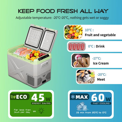 Alpicool XD45 30.3L compressor cooler 12V portable fridge electric freezer small freezer for car camping, truck, boat, and outlet with USB port