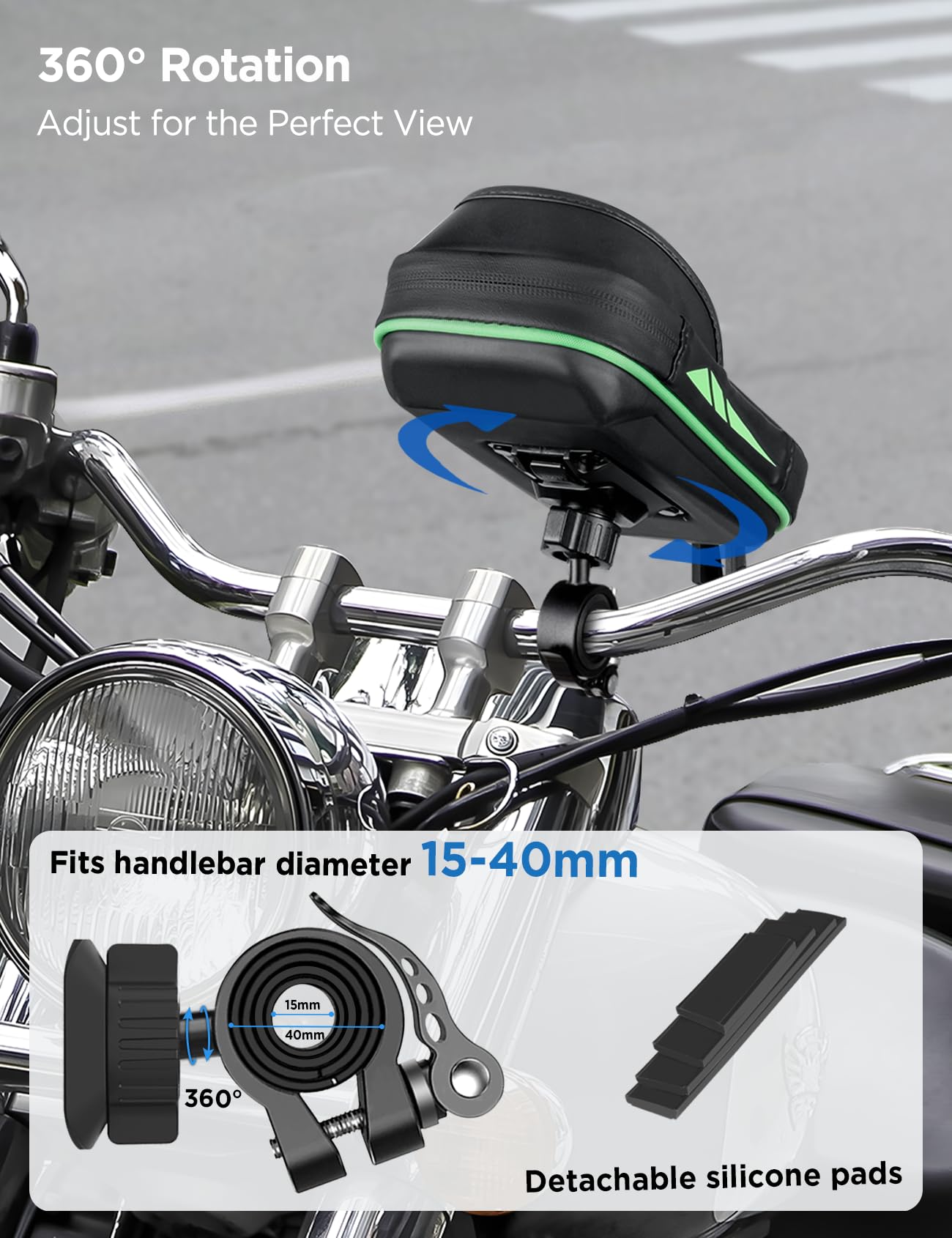 Vitalismo Waterproof Phone Mount Bike Handlebar Bag 360° Rotatable Motorcycle Phone Holder for 4.7-7 Inch Smartphone with Rain Cover Phone Mount Handlebar Bag Bicycle Bag Phone Case
