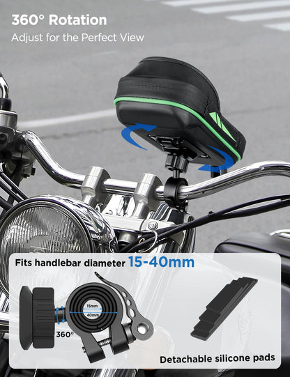 Vitalismo Waterproof Phone Mount Bike Handlebar Bag 360° Rotatable Motorcycle Phone Holder for 4.7-7 Inch Smartphone with Rain Cover Phone Mount Handlebar Bag Bicycle Bag Phone Case