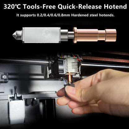 JUUPINE 3D Printer Upgraded Fast Heating Kobra S1 Extruder Ceramic Heating Tube Hot End Kit includes 4 hardened steel nozzles (0.2/0.4/0.6/0.8) and 2 silicone socks.