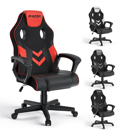 bigzzia Gaming Chair Computer Chair Ergonomic - Gamer Chair Office Chair with Height Adjustment Rocking Function Fixed Armrest for Adult Young Girls, Red