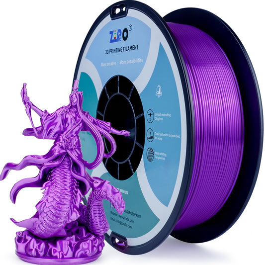 ZIRO Silk PLA 1.75mm Filament, 3D printer filament from the Silk PLA series 1.75mm 1kg, diameter tolerance at +/-0.03mm, Purple