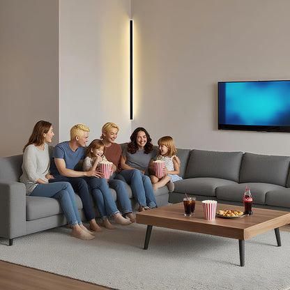 LOVUS Long LED Wall Light Indoor, 150CM Wall Corner Lamp with Remote Control, Black Modern Wall Lamp, Dimmable (3000K-6000K), Corner Wall Light, 50W 4000LM, Aluminum