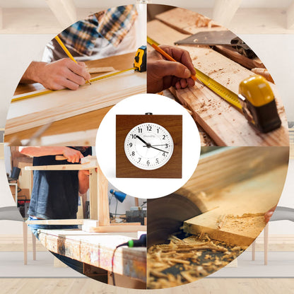Analog alarm clock without ticking, wooden alarm clock with snooze function, battery-operated table clock with night light for bedrooms, night kids, and offices (1xAA battery required)