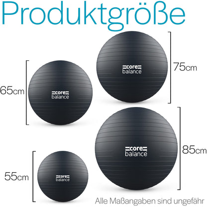 Core Balance, burst-resistant exercise ball - for fitness yoga pregnancy - 55cm 65cm 75cm 85cm - includes air pump