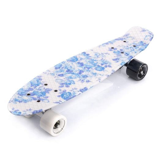 meteor Skateboard Kids Mini Cruiser Kickboard for girls Retro Boys Mini Board Children Vintage miniboard, FLOWERS white