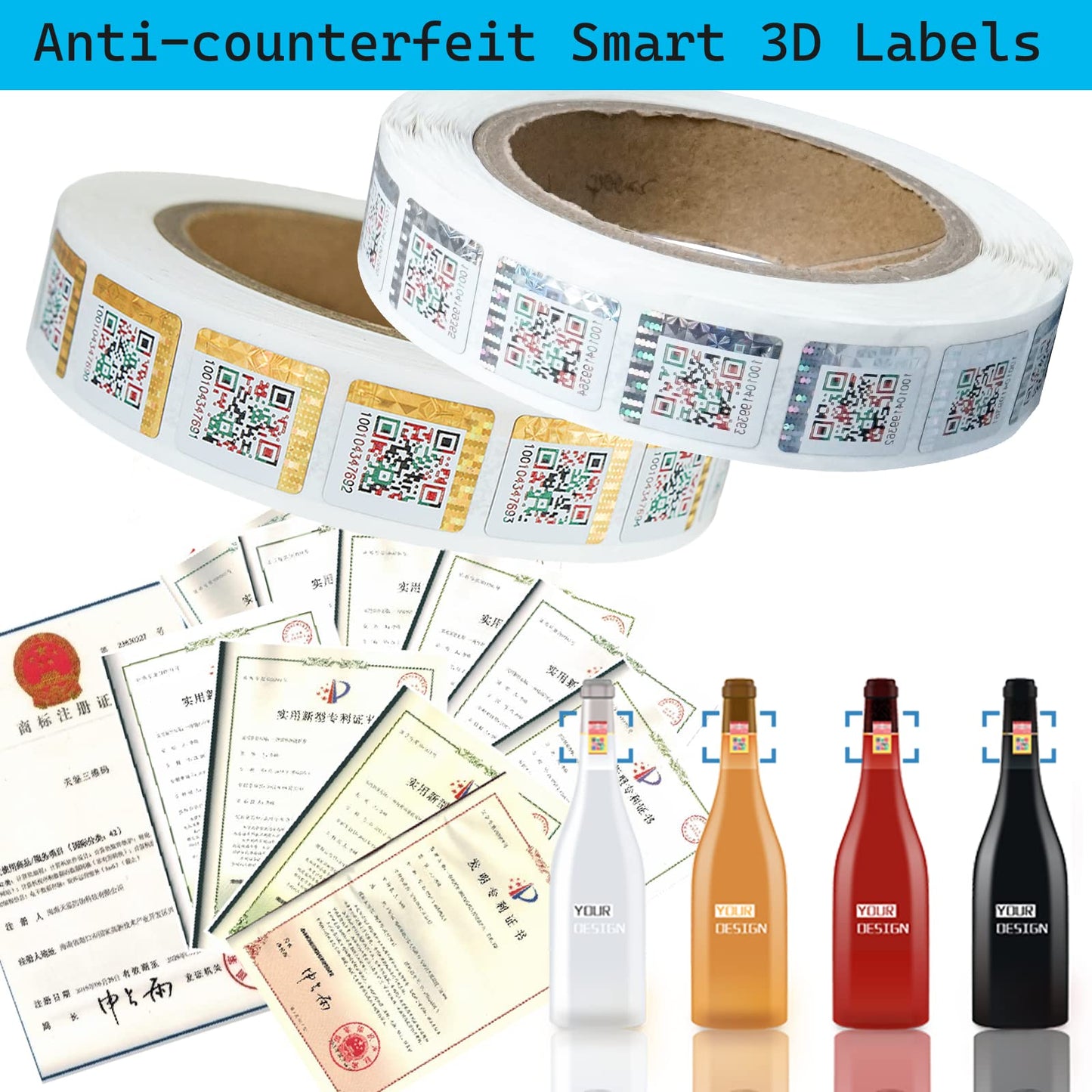1000 pieces of QR Code Anti-Counterfeiting Stickers Security Label 19 x 21 mm Scratch Off Tamper-Proof Stickers with Authenticity Query System Silver