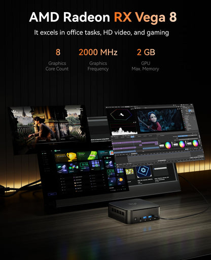 NiPoGi Mini PC 32GB DDR4 1TB SSD, AMD Ryzen 7 5825U (Up to 4.5GHz, 8C/16T) Micro Desktop Computer For Office/Home Theater/Meeting/Business/Trip【Wifi6/Bluetooth5.2/DP+HDMI+USB-C】