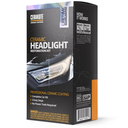 CERAKOTE Ceramic Headlight Restoration Kit - matte and cloudy headlight refurbishment set | professional ceramic coating | no power tools required | #1 in the USA