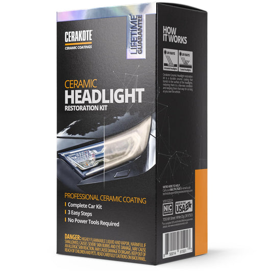 CERAKOTE Ceramic Headlight Restoration Kit - matte and cloudy headlight refurbishment set | professional ceramic coating | no power tools required | #1 in the USA