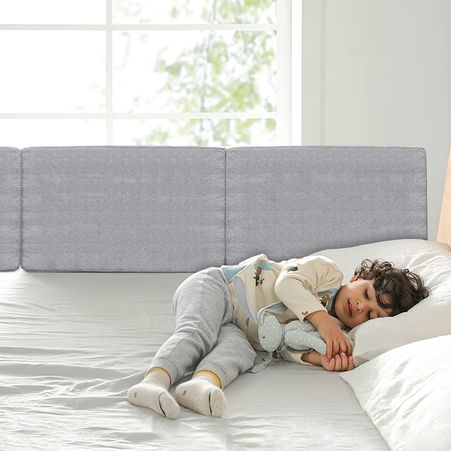 ACXIN Bed Rail Baby Bed Guardrail Fall Protection Bed Bed Rail Adjustable Height Adjustable Children's Bed Rail for Family Bed and Children's Bed - 2 * 50cm, Linen Grey