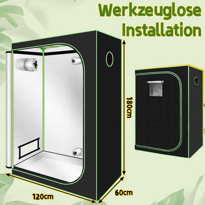 Sunworld grow tent, 600D Oxford grow box, 120x60x180 cm grow tent, lightproof and waterproof grow cabinet, airy greenhouse grow room for home growing, indoor cultivation.