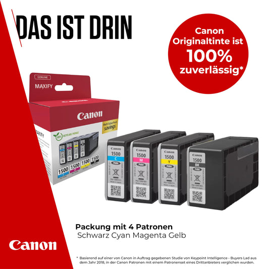 Canon Ink - PGI-1500 C/M/Y/BK Original Printer Color Ink Cartridges - 4-Pack (1 x Black, 1 x Cyan, 1 x Magenta & 1 x Yellow ink cartridges)