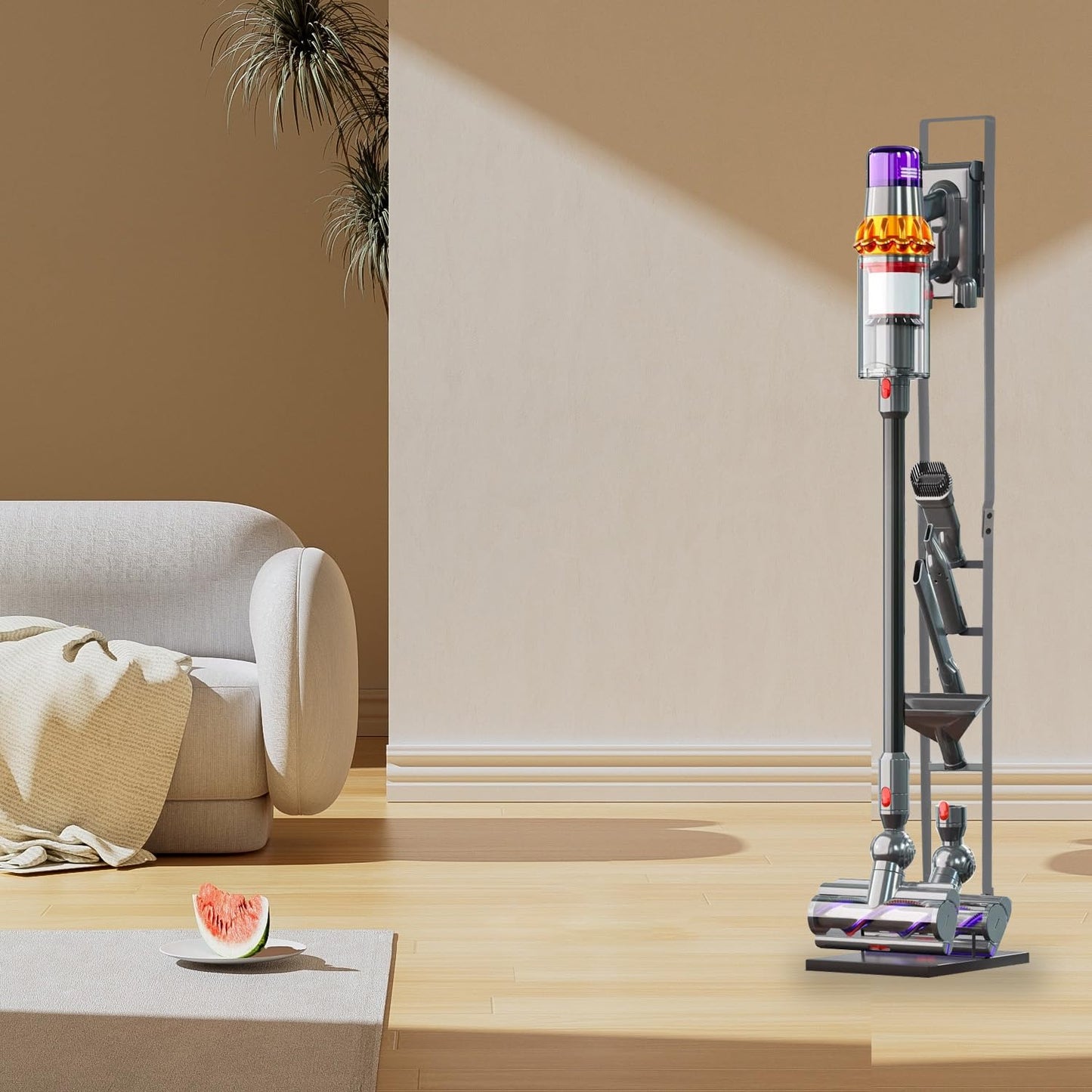 ECRIZA vacuum cleaner stand, vacuum cleaner accessories, sturdy metal storage holder for Dyson handheld V15 V11 V10 V8 V7 V6 cordless vacuums Gray DC30 DC31 DC34 DC35 DC58 DC59 DC62 DC74