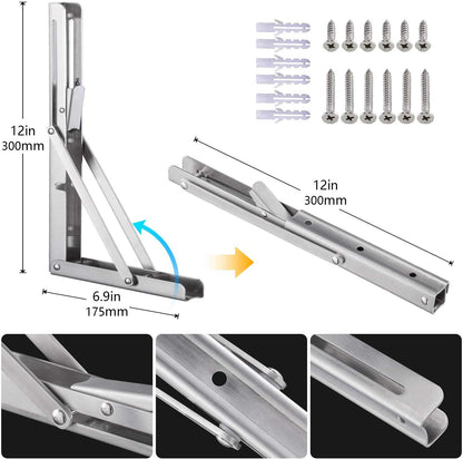 Professional folding bracket heavy duty, 300mm stainless steel folding bracket table folding shelf brackets folding bracket shelf supports for benches and shelves