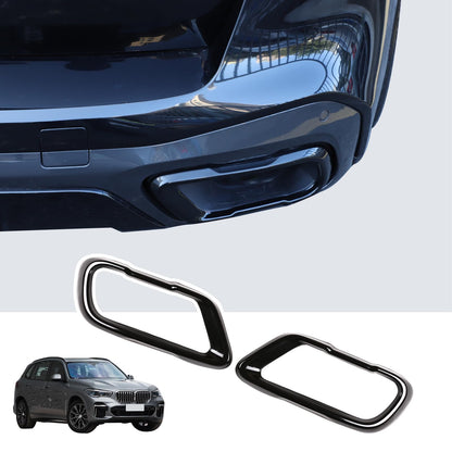Stainless steel exterior accessories, exhaust pipe end decoration, frame cover for X5 G05 X7 G07 2019-2021 M Sport version car accessories (black)