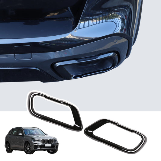 Stainless steel exterior accessories, exhaust pipe end decoration, frame cover for X5 G05 X7 G07 2019-2021 M Sport version car accessories (black)