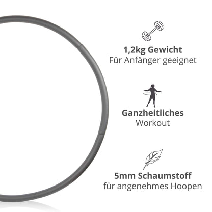 Mosswell Hula Hoop Fitness Ring - 1.2kg Gymnastics Hoop for Adults - Beginner-Friendly, includes Bag & Instructions