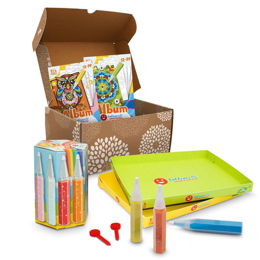 Sabbiarelli Sand-it For Fun - Box Sandsation Art, creative set with colored sand, relaxing and stress-relieving artistic activity, gift idea for children and adults.