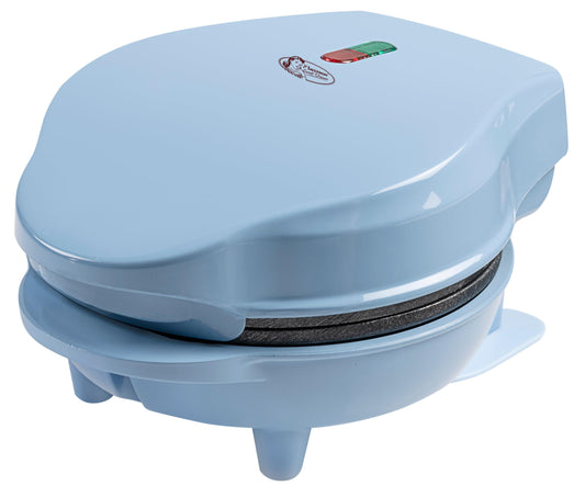 Bestron Mini Waffle Iron for classic waffles, small waffle maker with non-stick coating, perfect for kids' birthdays, family gatherings, Easter or Christmas, retro design, 550 watts, color: Blue.